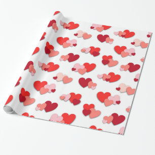 Cadeau Papier d'emballage de coeurs rouges et roses de