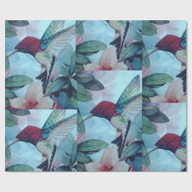 Cadeau Papier d'emballage de colibri (Plat)