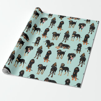 Cadeau Papier d'emballage de Coonhound noir et bronzage