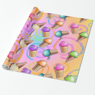CADEAU PAPIER D'EMBALLAGE DE CORNET DE CRÈME GLACÉE