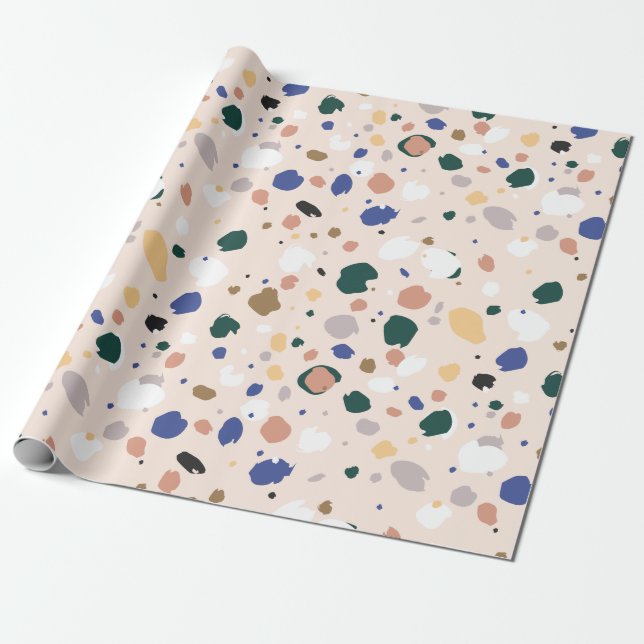 Cadeau Papier d'emballage de couleurs de motif heureux de (Déroulé)