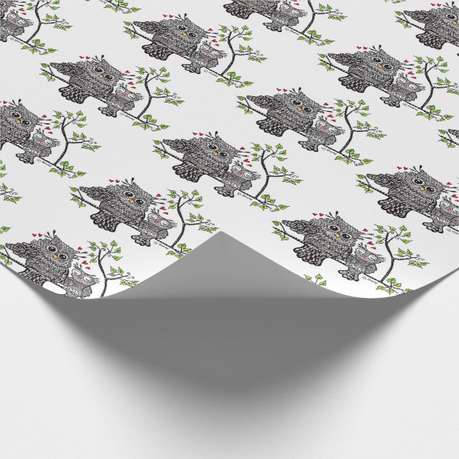 Cadeau Papier d'emballage de couples mignons de hibou (Coin)