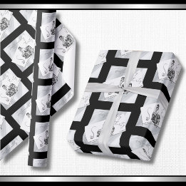 Cadeau Papier d'emballage de couture noir moderne pour 30