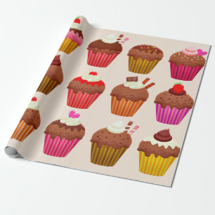 Cadeau papier d'emballage de cupcakes