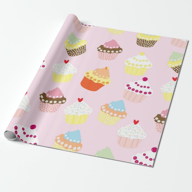 Cadeau papier d'emballage de cupcakes (Déroulé)
