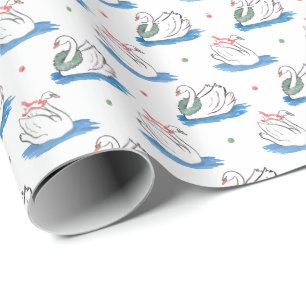Cadeau Papier d'emballage de cygne de Noël