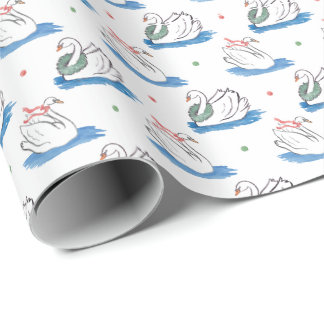 Cadeau Papier d'emballage de cygne de Noël