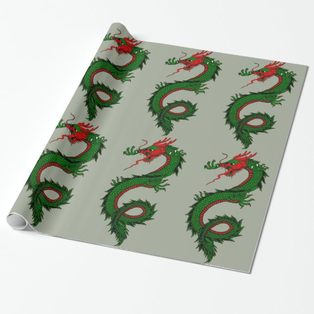 Cadeau Papier d'emballage de dragon chinois (Déroulé)