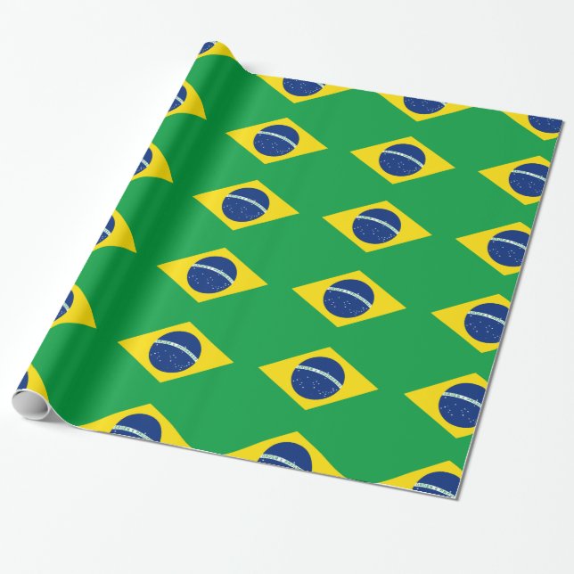 Cadeau Papier d'emballage de drapeau brésilien (Déroulé)
