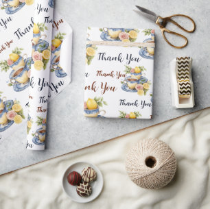 Cadeau Papier d'emballage de fête floral Merci Tasse de t