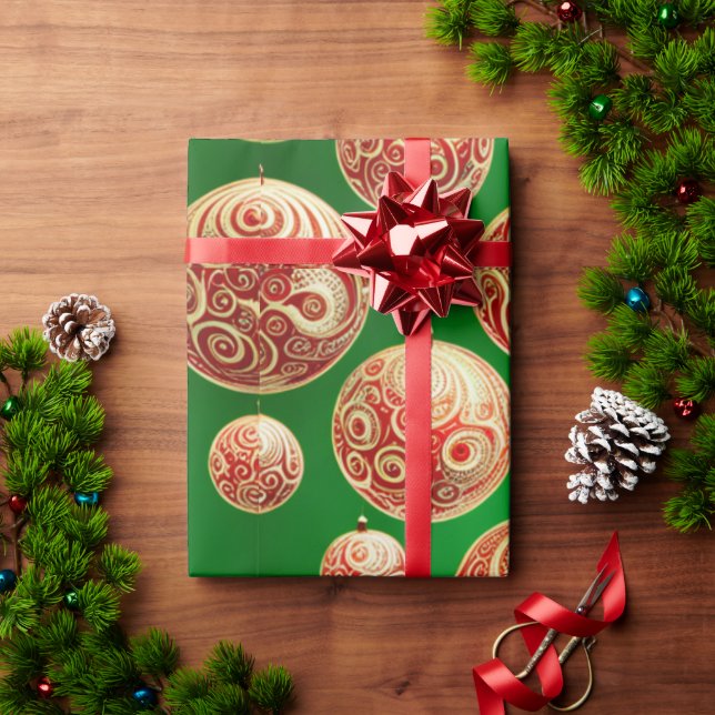 Cadeau Papier d'emballage de fêtes rouge et vert (Cadeau de vacances)