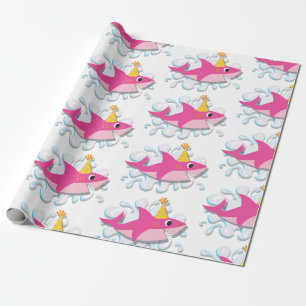 Cadeau Papier d'emballage de fille de bébé rose de requ