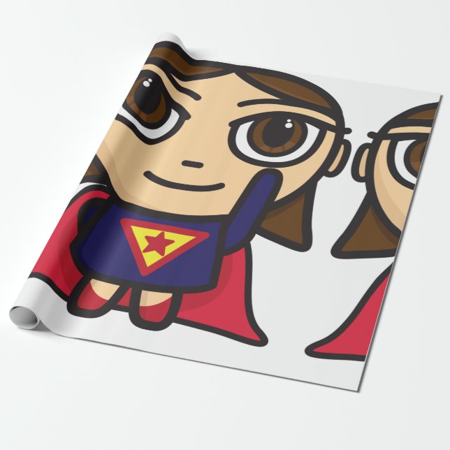 Cadeau Papier d'emballage de fille de super héros (Déroulé)