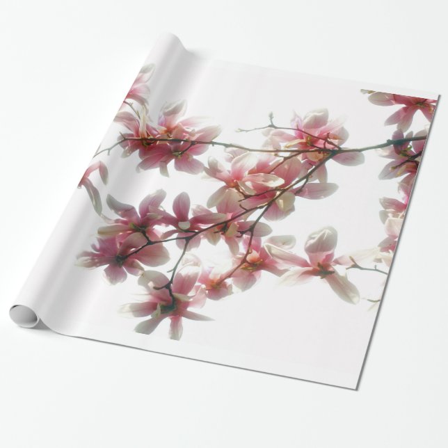 Cadeau Papier d'emballage de fleurs de magnolia (Déroulé)
