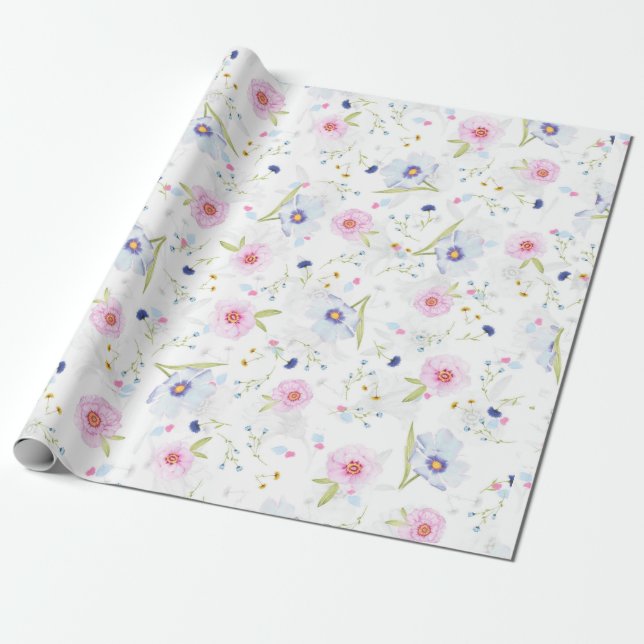 Cadeau papier d'emballage de fleurs de printemps (Déroulé)