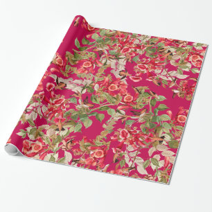 Cadeau Papier d'emballage de fleurs florales de jardin de