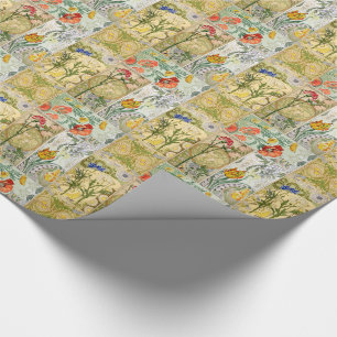 Cadeau Papier d'emballage de fleurs françaises de pavot