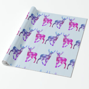 Cadeau Papier d'emballage de flocons de neige de cerfs