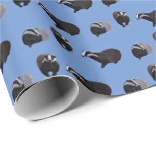 Cadeau Papier d'emballage de frénésie de blaireau (bleu