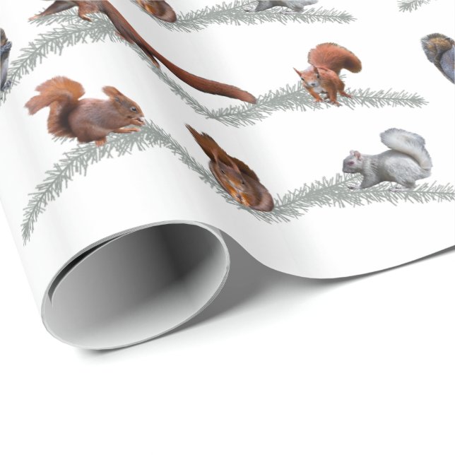 Cadeau Papier d'emballage de frénésie d'écureuil (Coin rond)
