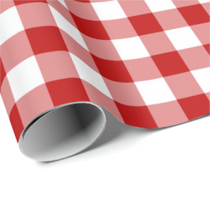 Cadeau Papier d'emballage de guingan rouge et blanc