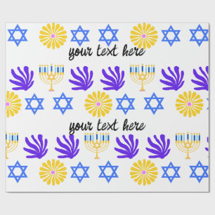 Cadeau Papier d'emballage de Hanouka – Menorah, Étoile de