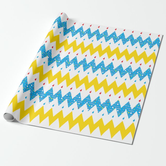 Cadeau Papier d'emballage de Hanukkah "Chevron Menorah 2" (Déroulé)