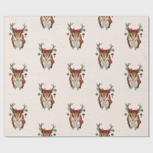 Cadeau Papier d'emballage de HIBOU AMBRE DE FÊTE