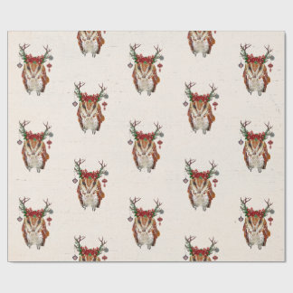 Cadeau Papier d'emballage de HIBOU AMBRE DE FÊTE