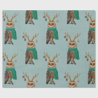 Cadeau Papier d'emballage de HIBOU d'ANTLER d'HIVER