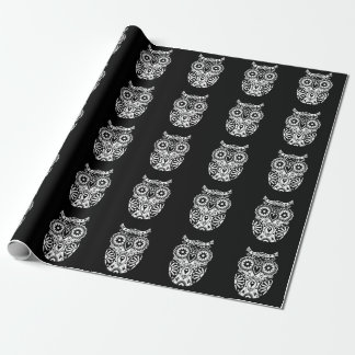 Cadeau Papier d'emballage de hibou de crâne de sucre noir