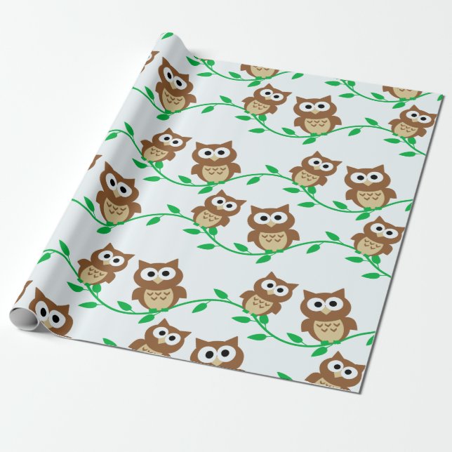 Cadeau Papier d'emballage de hibou mignon (Déroulé)