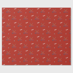 Cadeau Papier d'emballage de hockey avec nom personnalisé