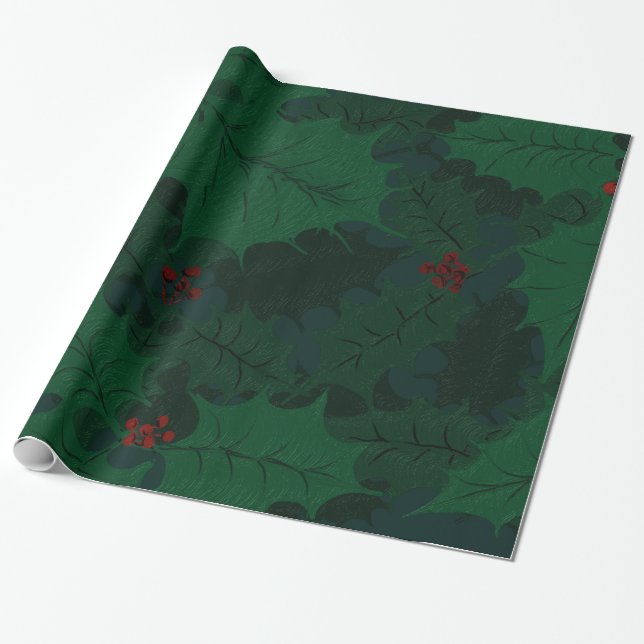 Cadeau Papier d'emballage de houx (Déroulé)