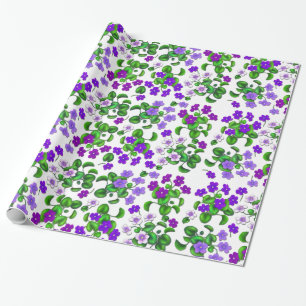 Cadeau Papier d'emballage de jardin de fleurs pourpres de