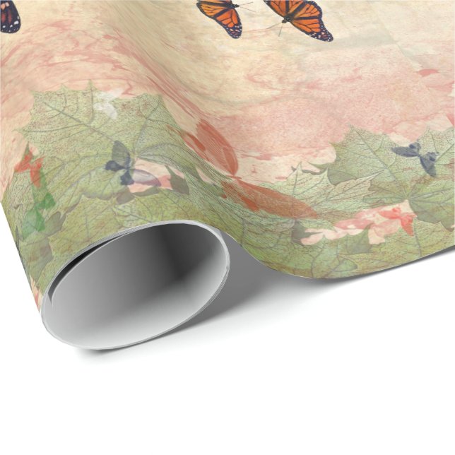 Cadeau Papier d'emballage de jardin de monarque (Coin rond)
