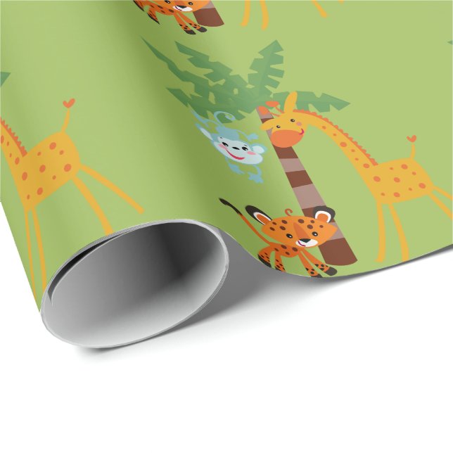 Cadeau Papier d'emballage de jungle (Coin rond)