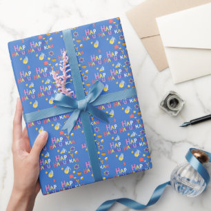 Cadeau Papier d'emballage de la menorah de Hanukkah joyeu
