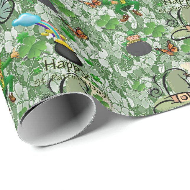 Cadeau Papier d'emballage de la Saint-Patrick (Coin rond)