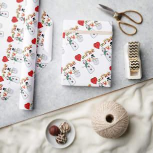 Cadeau Papier d'emballage de la Saint-Valentin Cœur Feu B