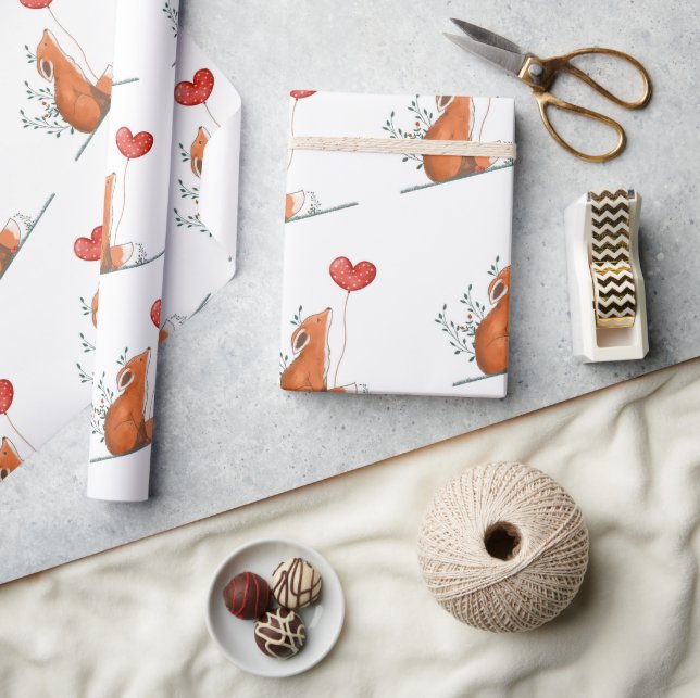 Cadeau Papier d'emballage de la Saint-Valentin Foxy Love  (Artisanat)