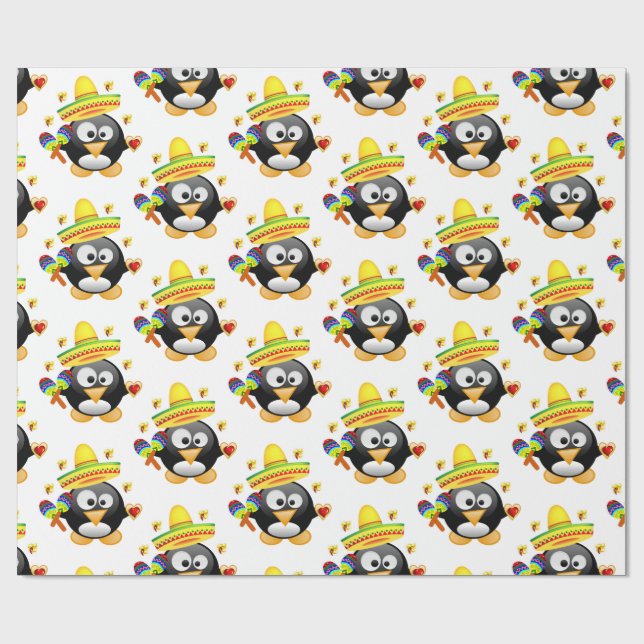 Cadeau Papier d'emballage de la Saint-Valentin Manchot So (Plat)