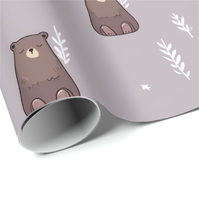 Cadeau Papier d'emballage de la source de l'ours endormi (Coin rond)
