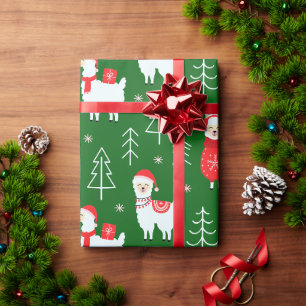 Cadeau Papier d'emballage de lama de Noël