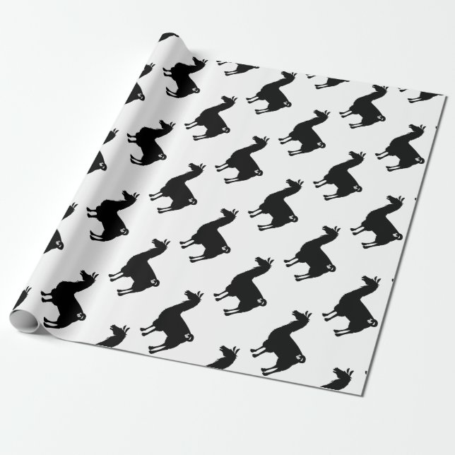 Cadeau Papier d'emballage de lama noir (Déroulé)