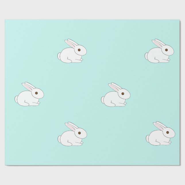 Cadeau Papier d'emballage de lapin blanc (Plat)