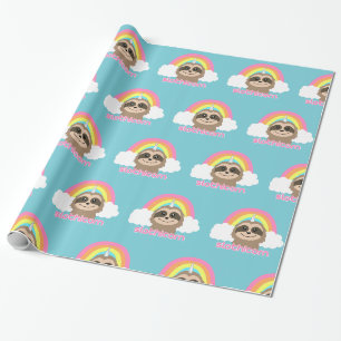 Cadeau Papier d'emballage de licorne mignonne de paresse