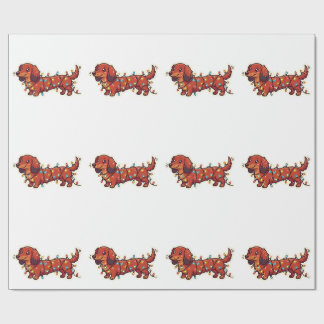 Cadeau Papier d'emballage de lumières de Noël de Dachshun