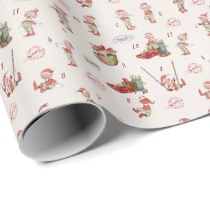 Cadeau Papier d'emballage de lutin de Noël de Père Noël