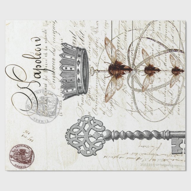 Cadeau Papier d'emballage de manuscrit d'éphémères (Plat)